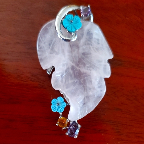 NWOT Sterling silver and Rose Quartz pedant with real gems - Picture 4 of 10